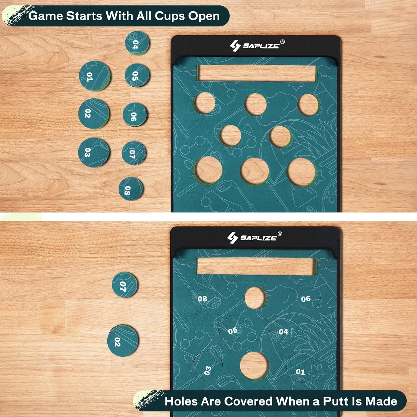 SAPLIZE Golf Putting Mat/Putting Green Mat - Adjustable Slope, Trajectory Tracking & Pong Game Modes | Indoor & Outdoor Use