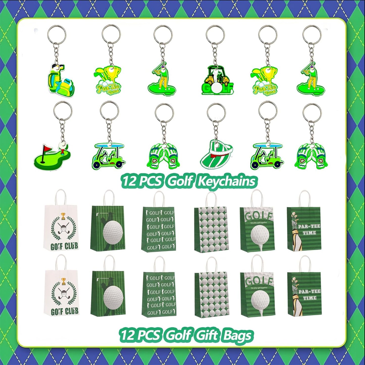 110 Pcs Golf Party Favor Set Includes Golf Theme Slap Bracelet Golf Drinking Straws Golf Ball Keychain Golf Gift Bags Golf Stickers for Golf Goodies Bags Filler Golf Birthday Party Decorations