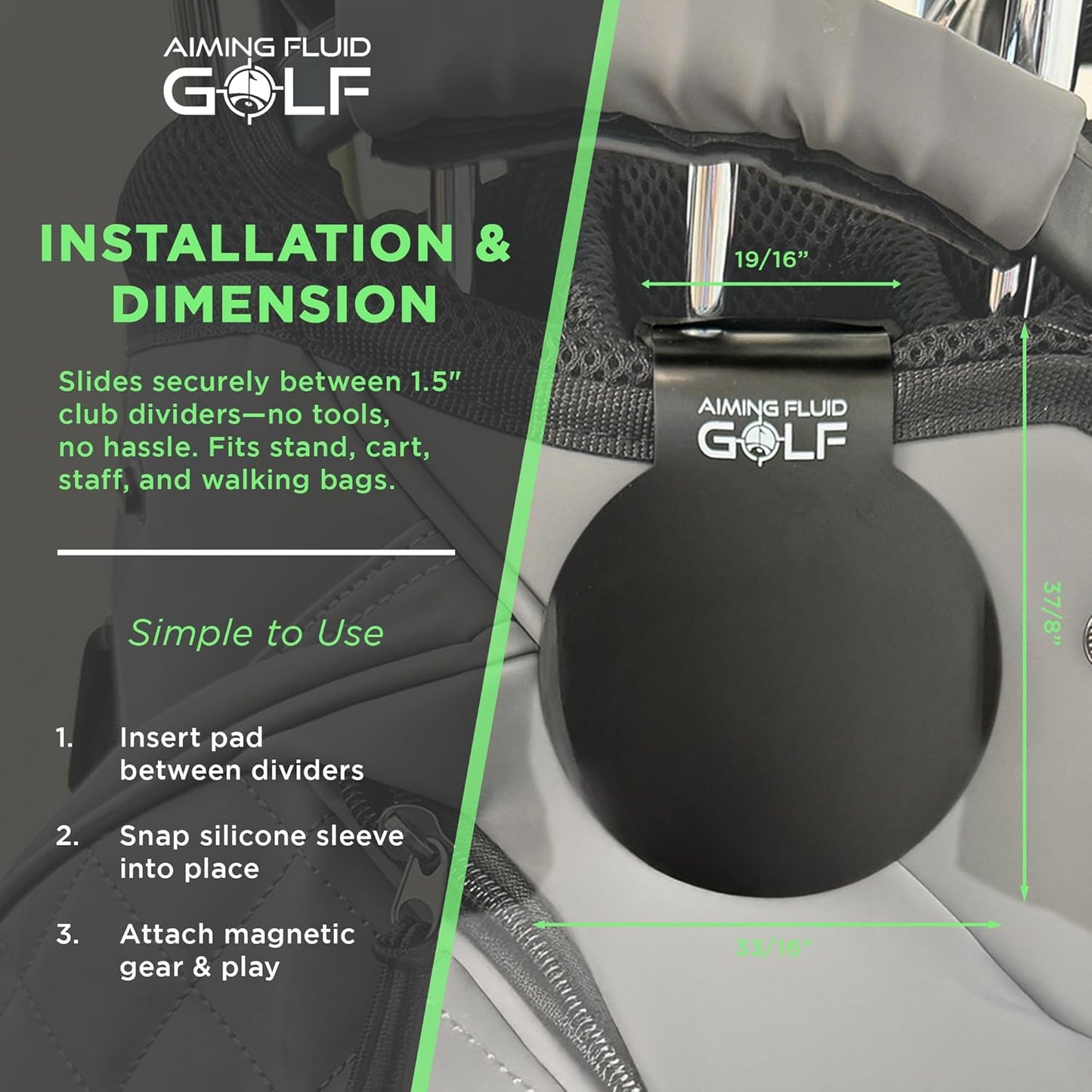 Magnetic Golf Towel & Magnetic Landing Pad – Premium Microfiber Waffle Weave I Scrub Pad I Wash Pocket I Golf Gift I Cart Carry and Tour Bag(Magnetic Landing Pad & Golf Towel 16" x 24" Grey)