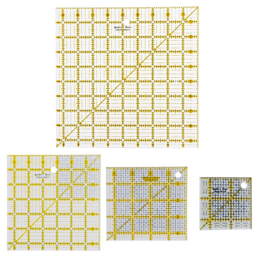 HONEYSEW 4PCS Square Set Quilting Ruler Acrylic Sewing Templates for Quilting and Sewing 2.5”, 4.5”, 6.5” and 9.5”