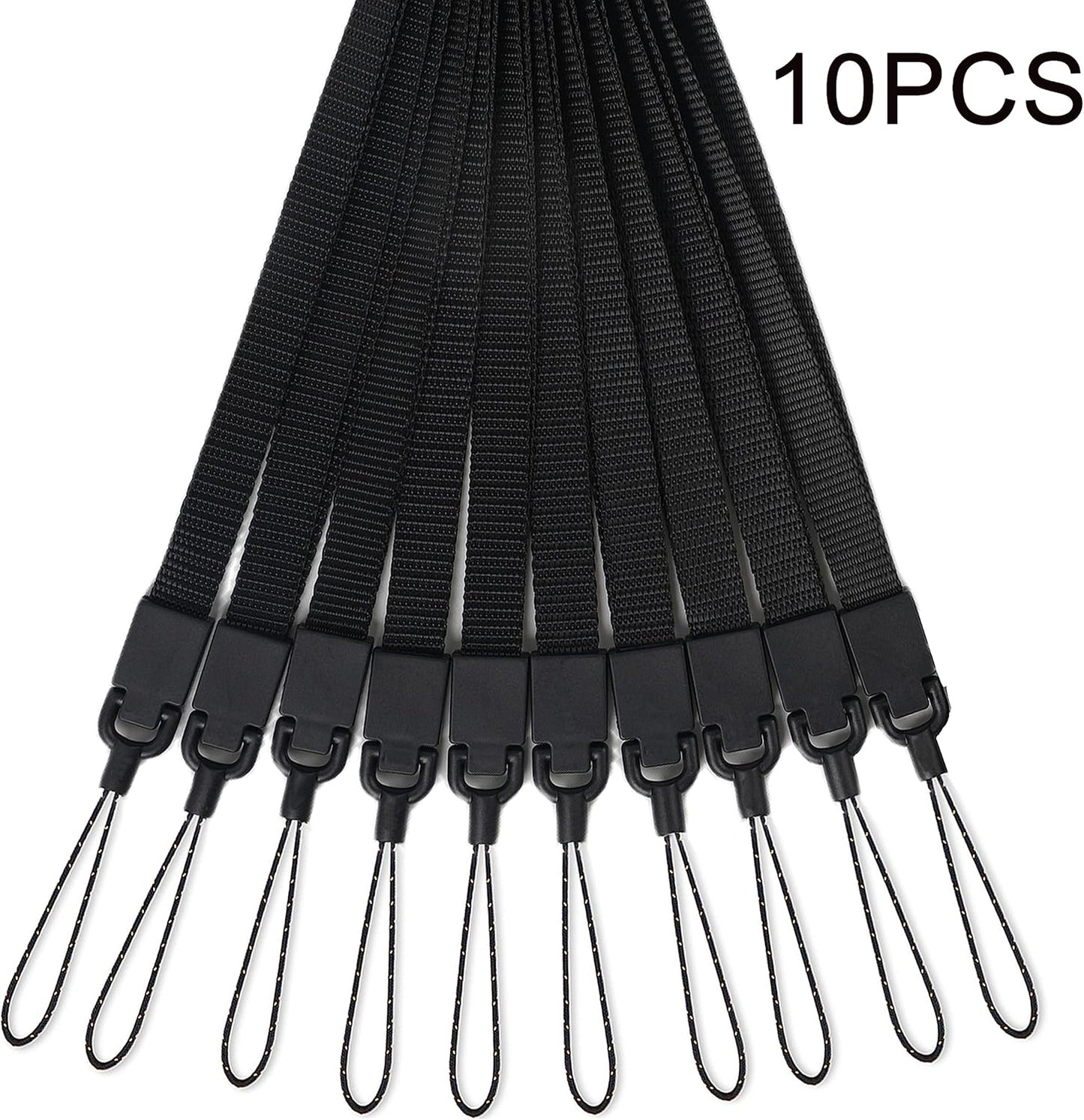 YOUOWO 10 Pack Neck Lanyards Black Straps,For Pen Cellphone ID Badges Holder Keys Office Name Badges ID Card,Long Lanyard Strap For Whistles (10 Black - Combination 1)