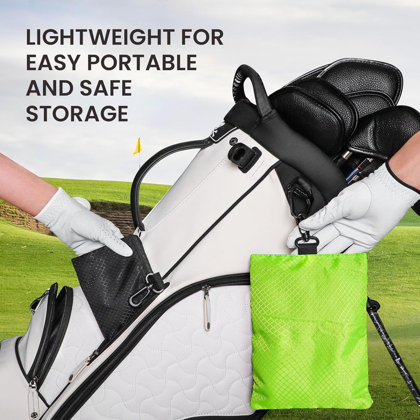 FINGER TEN Golf Pouch Bag for Valuables Tee Color with 4 Golf Pencil Pack, Zippered Pocket Gear Clip Hook to Bag