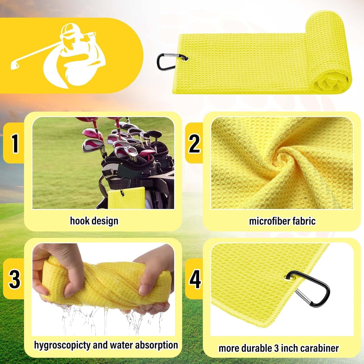 Liliful 12 Pcs Golf Accessories Kit, Include Golf Ball Bag with Hook Towel Tees Magnetic Ball Marker Divot Tool Cleaner Brush for Women Man Gifts