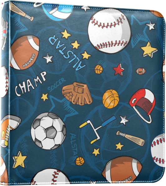 Fisyme Soccer Basketball Baseball Sports Photo Album Self Adhesive DIY Scrapbook Album for 2x3 4x6 5x7 6x8 Picture 20 Pages Memory Book for Family Wedding