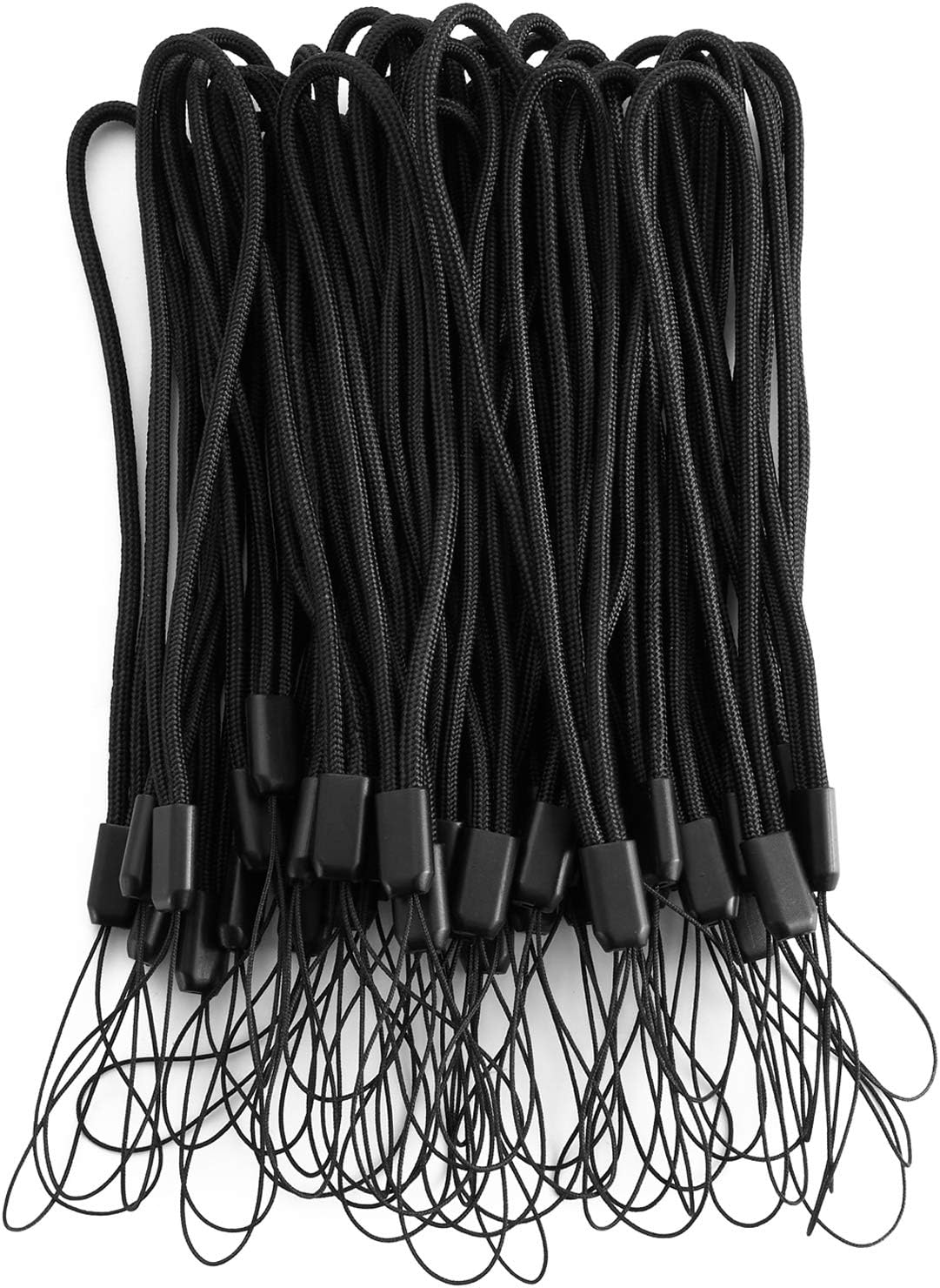 AMUU 50 Pack Wrist Lanyards Short Black Hand Wrist Lightweight Lanyard Strap String for USB Keys Keychains ID Name