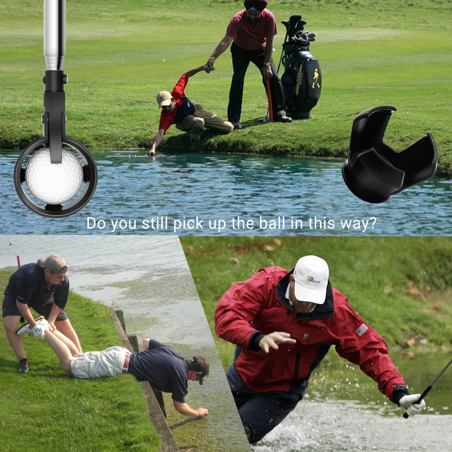 prowithlin Golf Ball Retriever, Stainless Telescopic Extendable Golf Balls Retrievers for Water w/Golf Ball Pick Up Retriever Grabber Claw Sucker Tool, Golf Gift for Men