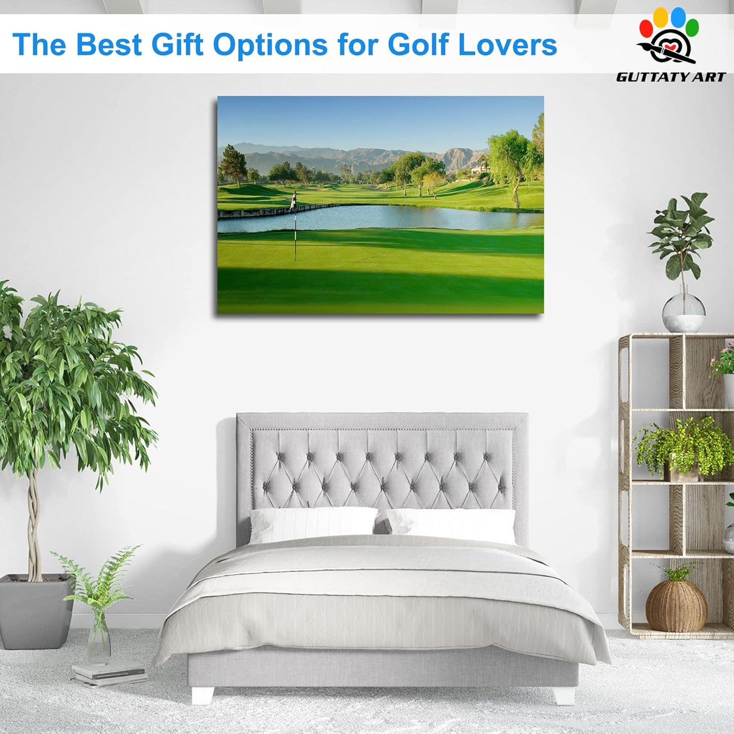 Golf Wall Art, Palm Springs Golf Course Canvas Picture for Living Room Wall Decor, Golf Sports Poster Prints for Gym Home Decoration, Framed Artwork for Office Bathroom Ready to Hang 32x48 Inches