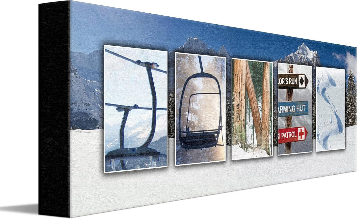 Personal-Prints SKIING Personalized Name Art Gift | Customized Ski Name Art Print | Stretched Canvas Wall Art (6.5" x 18" or 9.5" x 26" or 13.5" x 32.5")
