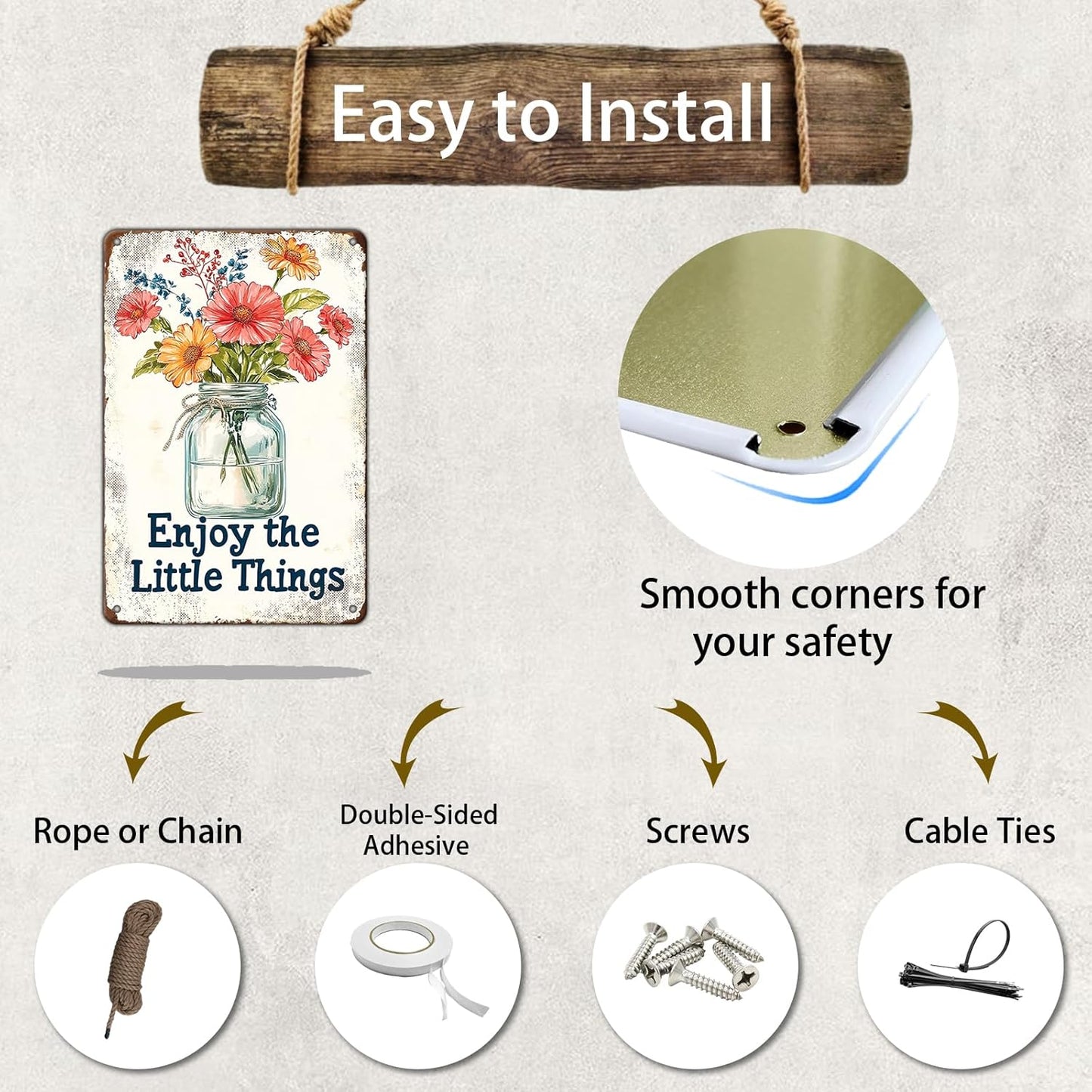 Metal Tin Sign Garden Signs Vintage Flower Signs Funny Fresh Flowers Sign Decorative Signs And Plaques For Kitchen Enjoy The Little Things Sign Farmhouse 8x12 Inch