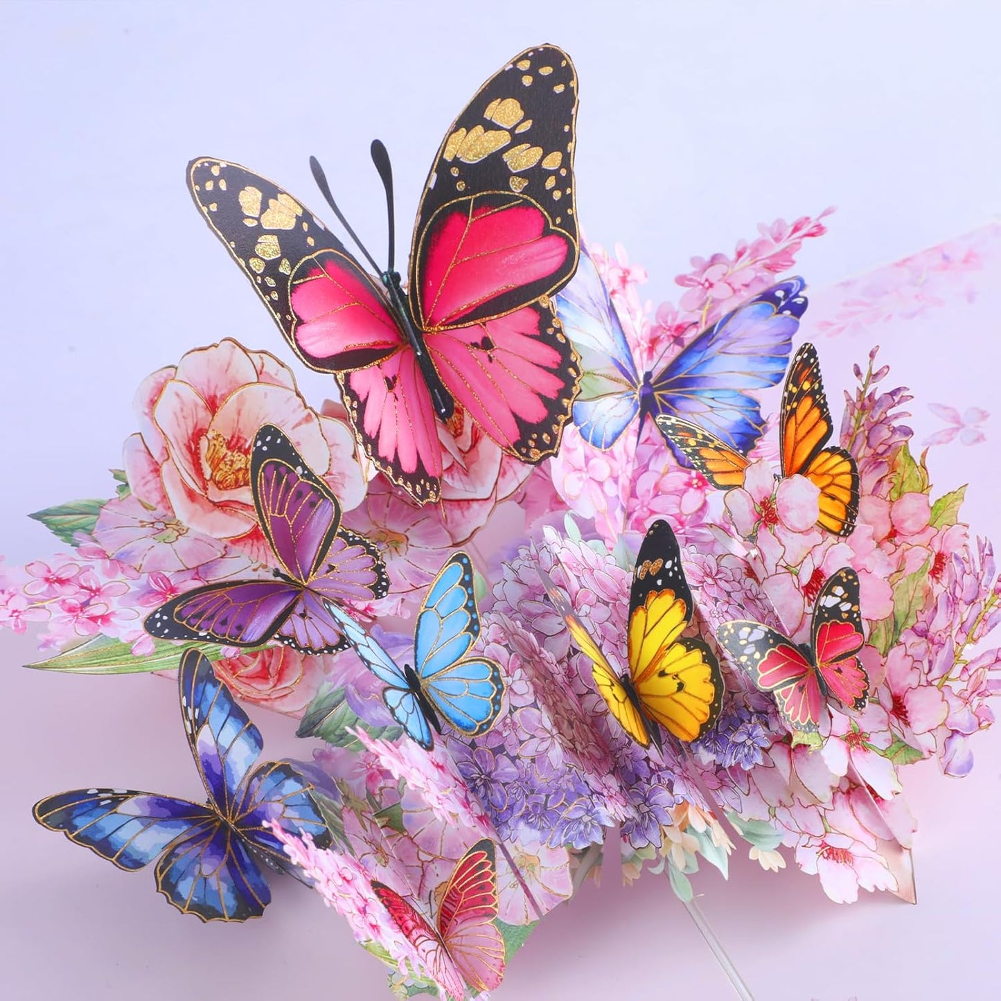 3D Butterfly Greeting Cards, Flowers Pop Up Birthday Cards, for Mom, Sister, Grandmother, Wife, Daughter, and other women, with envelope