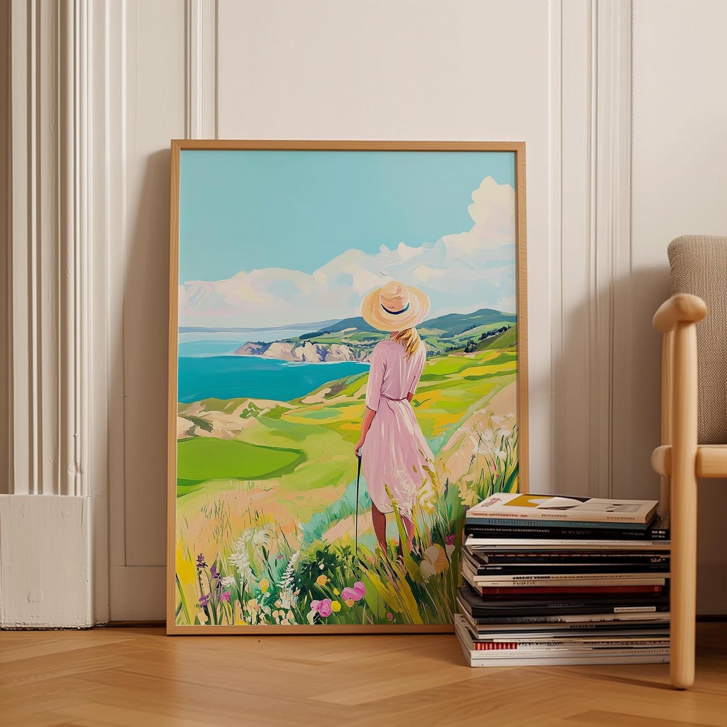 Golf Course Floral Pastel Art Print Posters - Premium Giclee Fine Art Prints - Golf Course Home Decor Posters, Golfer Art Prints for Home and Office Decor - Vintage Aesthetic, Ready to Frame