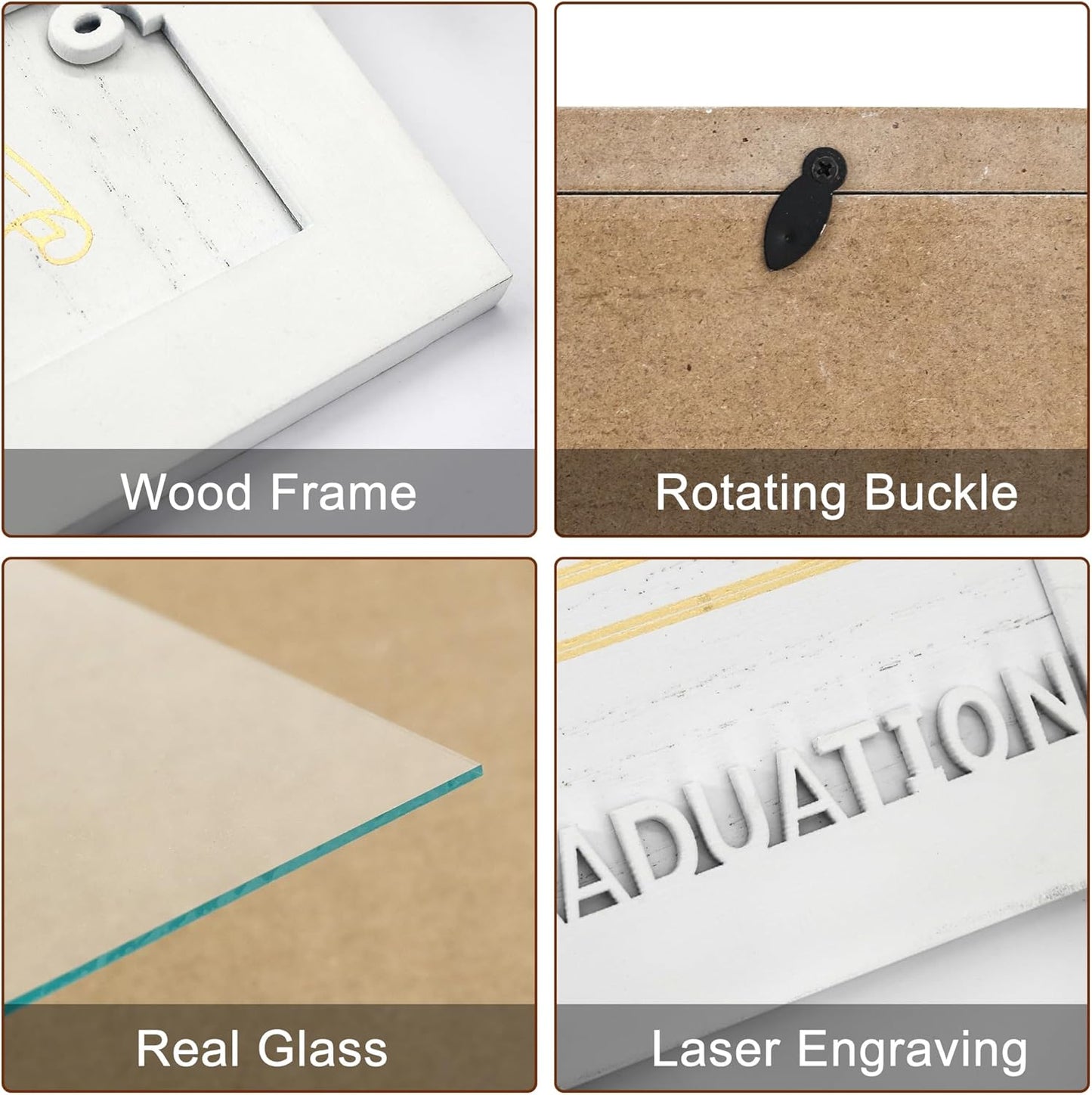 School Years Picture Frame Pre K to 12 White Graduation Gift Collage Frame with Stand Easel, Displays One 4x6 and Twelve 2x3 Wallet Photos