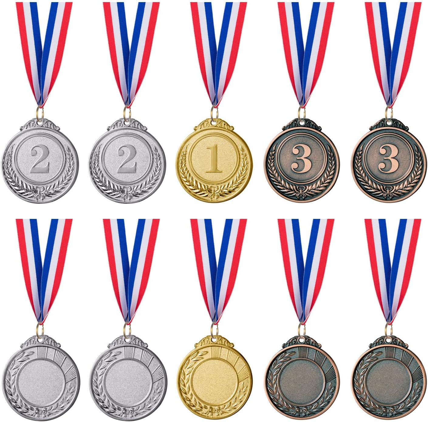 Favide 12 Pieces Gold Silver Bronze Award Medals-Winner Medals Gold Silver Bronze Prizes for Competitions, Party,Olympic Style, 2 Inches