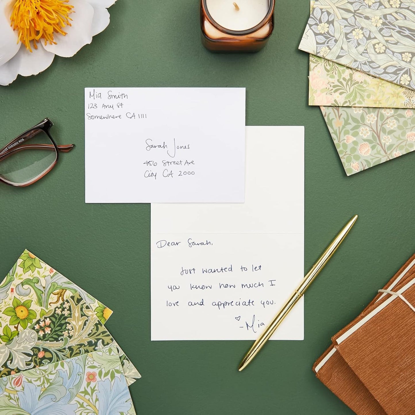 The Gifted Stationery Note Cards with Envelopes - 36 Pack, 5 x 3.5 In, Floral Pattern - Blank Inside Thank You Cards for All Occasion & Stationery Set