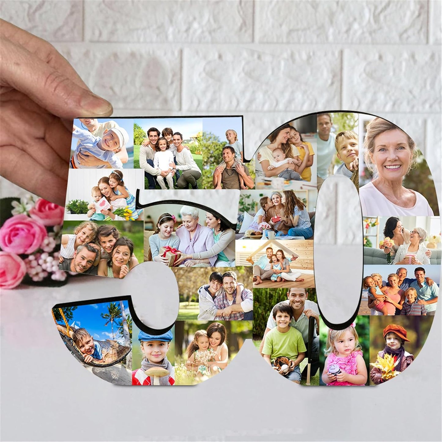 Personalized Numbered Photo Collage Frame with 1-20 Picture Custom Age Wood Picture Frame for Couple Friend Famliy Home Decor Gif for Anniversary Birthday 50th 16th 18th,Numbers Photo Frame