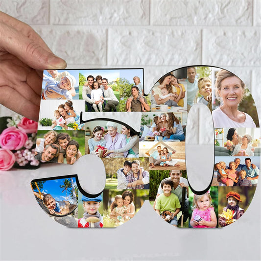 Personalized Numbered Photo Collage Frame with 1-20 Picture Custom Age Wood Picture Frame for Couple Friend Famliy Home Decor Gif for Anniversary Birthday 50th 16th 18th,Numbers Photo Frame