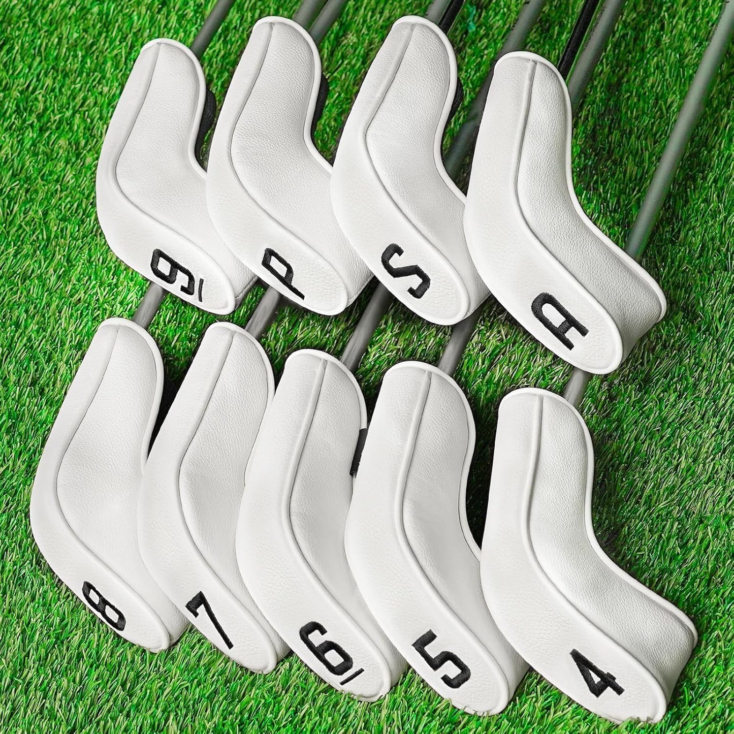 BIG TEETH Golf Hybrid Iron Head Cover 9Pcs, Long Hybrids Iron Covers Head Covers Set, Golf Club Covers W/Big NO. Fits for Cleveland Launcher Cobra T Rail Hybrid Irons