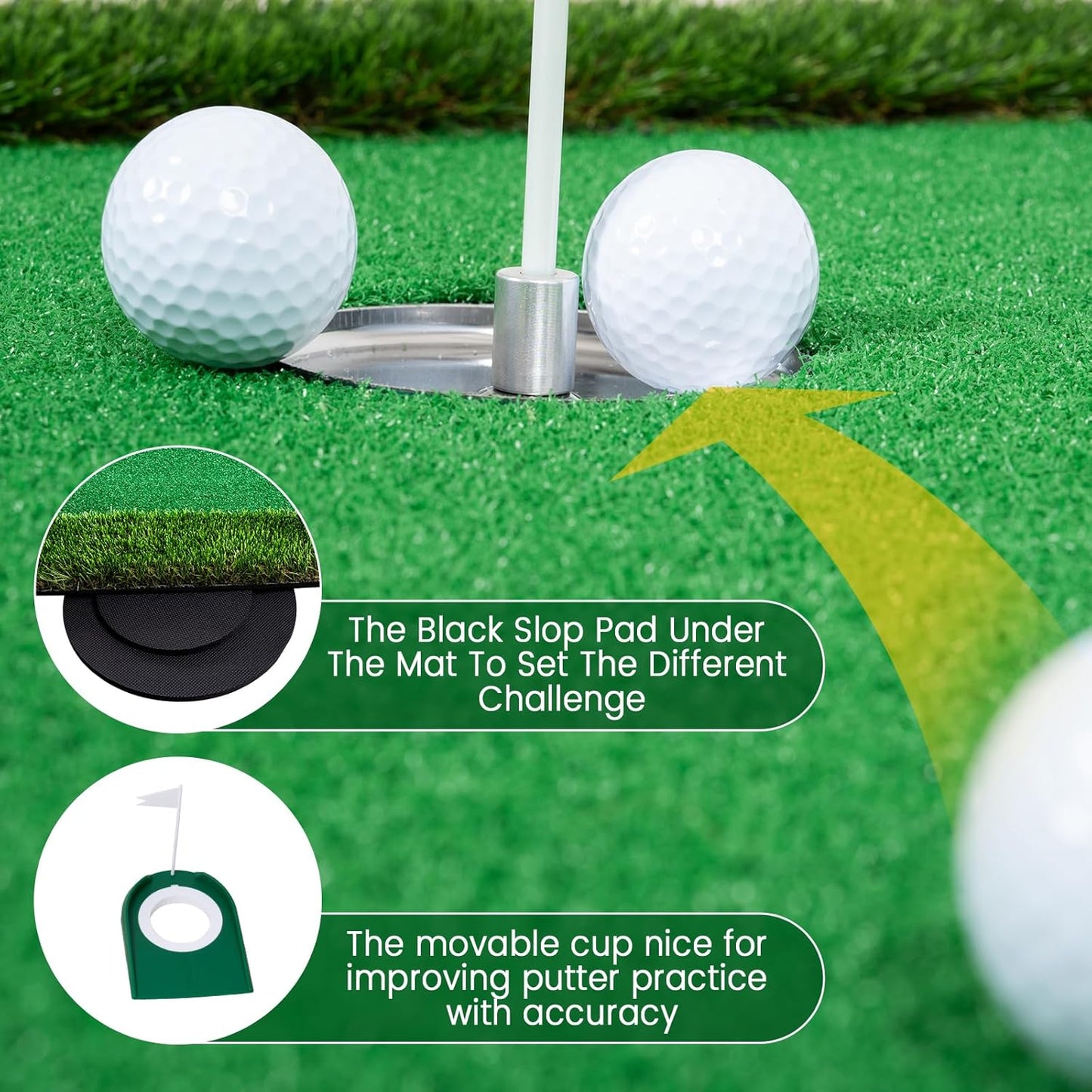 Wekin Golf Putting Green,5x10ft Thickening Professional Large Golf Putting Mat with Realistic Turf for Indoor & Outdoor, Golf Game Practice Equipment