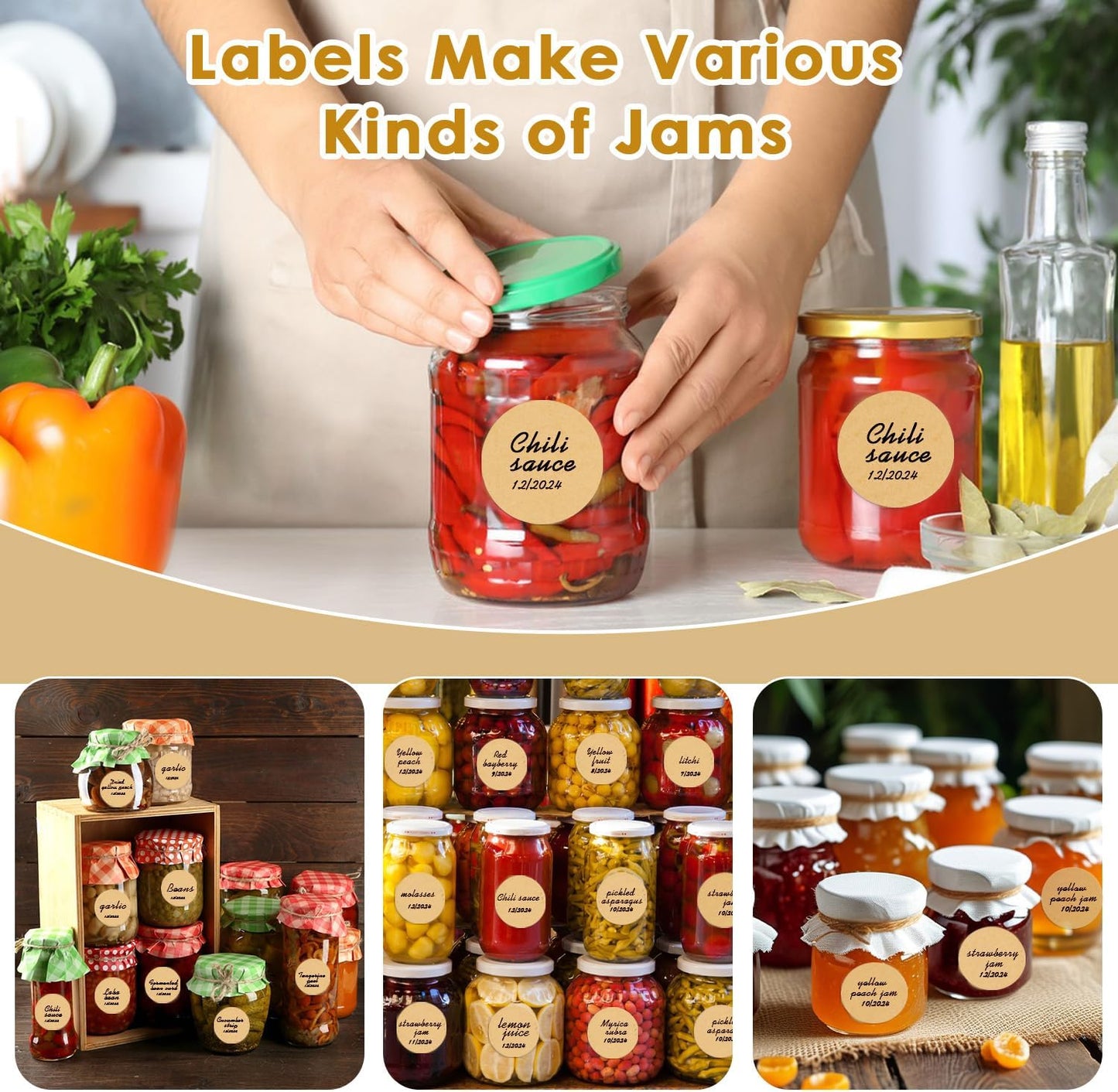 500pcs Canning Stickers Jam and Jelly Jar Labels, Gift Tags - Blank Stickers, All-Purpose Labels for Mason Jars/Bottle/Name Tags and More(2" Round)