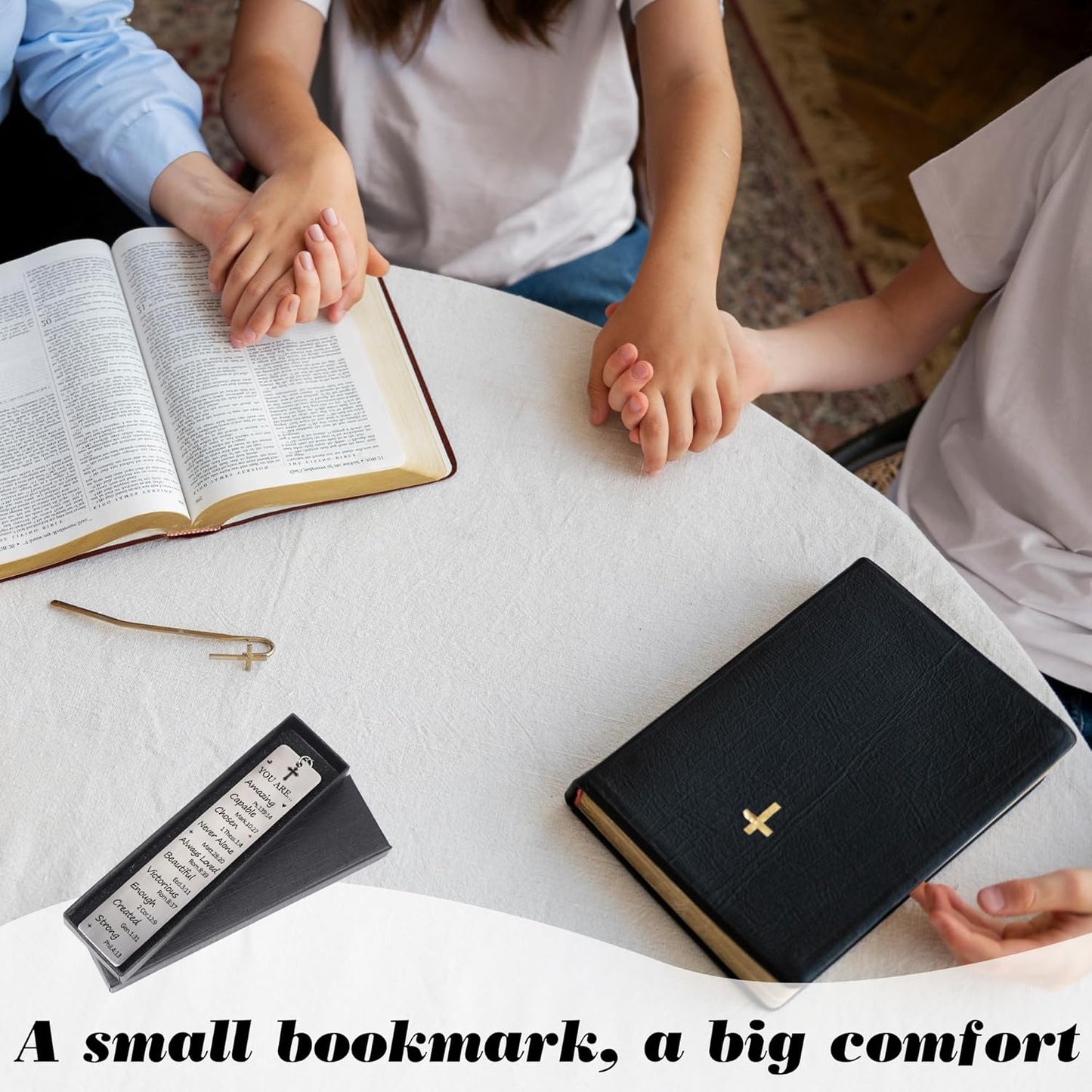 Christian Bookmark for Women - Metal Bible Book Marks with Scripture Verse and Cross Charm, Religious Faith Bookmarks Present for Baptism Christmas Birthday