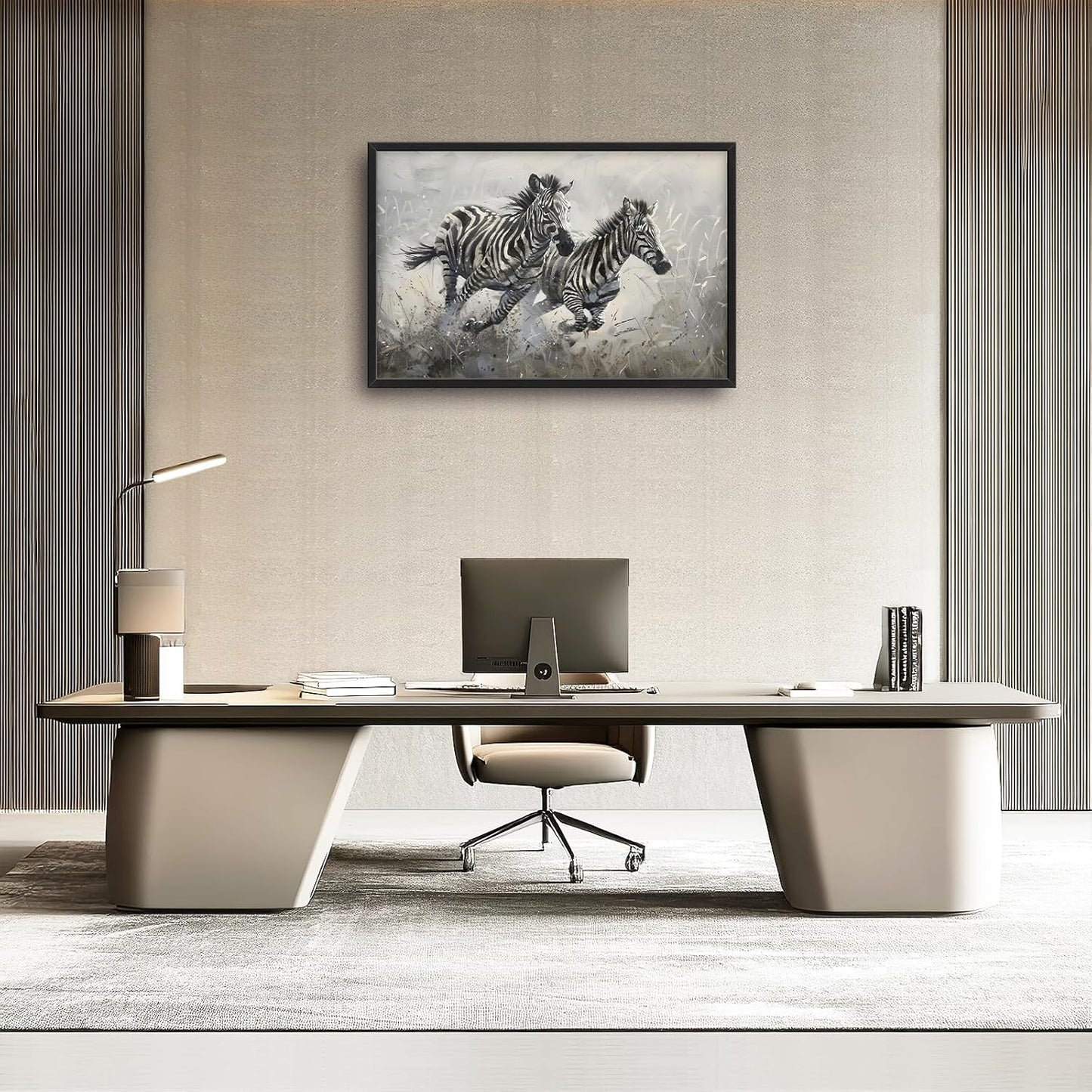 Large Country Zebra Framed Wall Art for Living Room African Zebra Pictures Canvas Wall Decor Print Painting Artwork Modern Home Decorations for Bedroom Office 36x24 inch