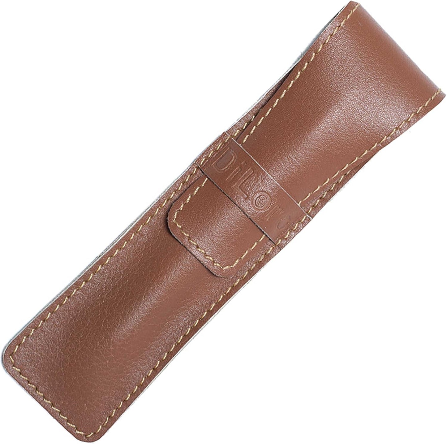 DiLoro Full Grain Genuine Leather Single Pen Case Sleeve Pencil Holder Pouch (Buffalo Sepia Tan)