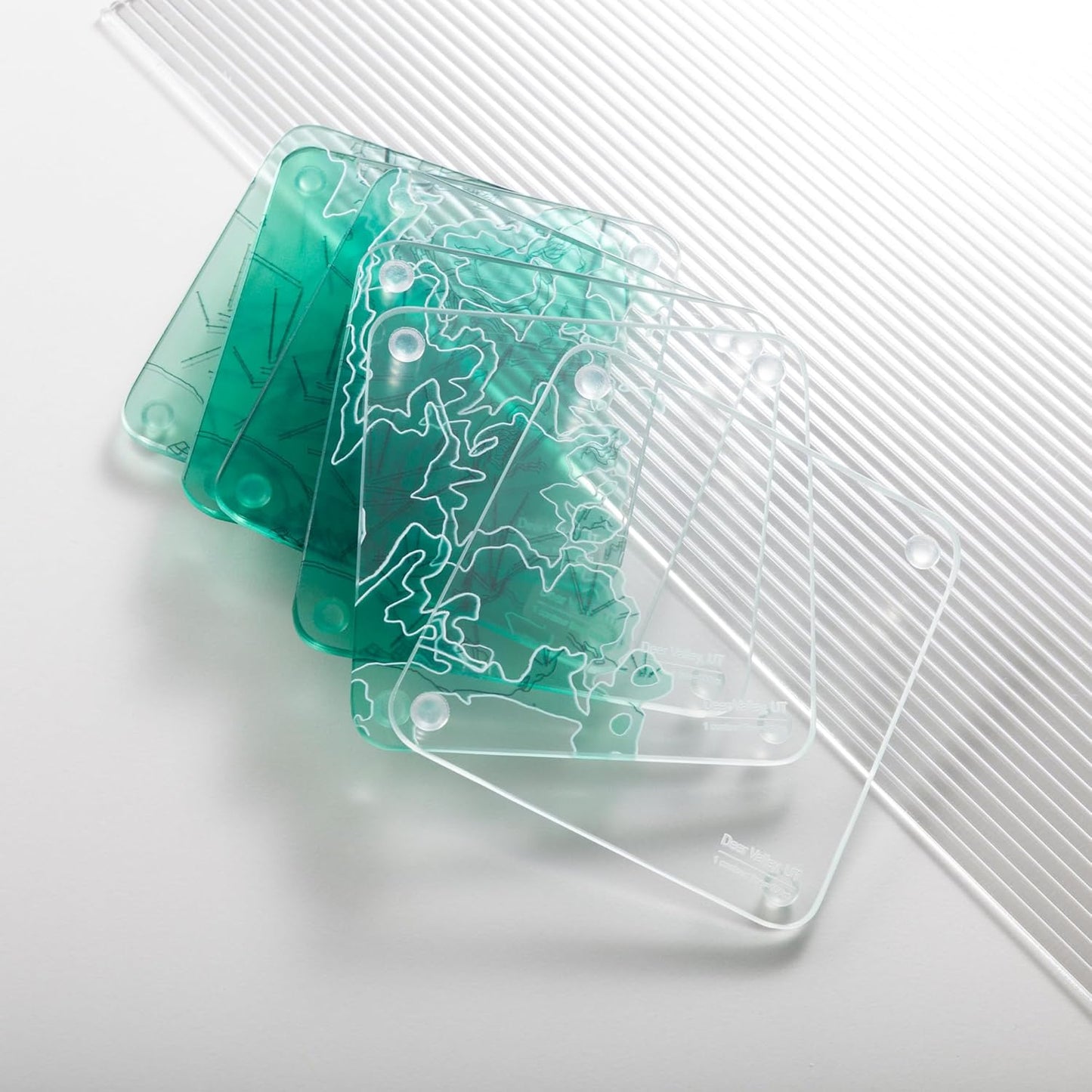 Deer Valley, UT 3D Contour Map Glass Drink Coasters of Mountains, Ski Resort, Set of 6 with Holder, Housewarming Birthday Gifts, Home Decor