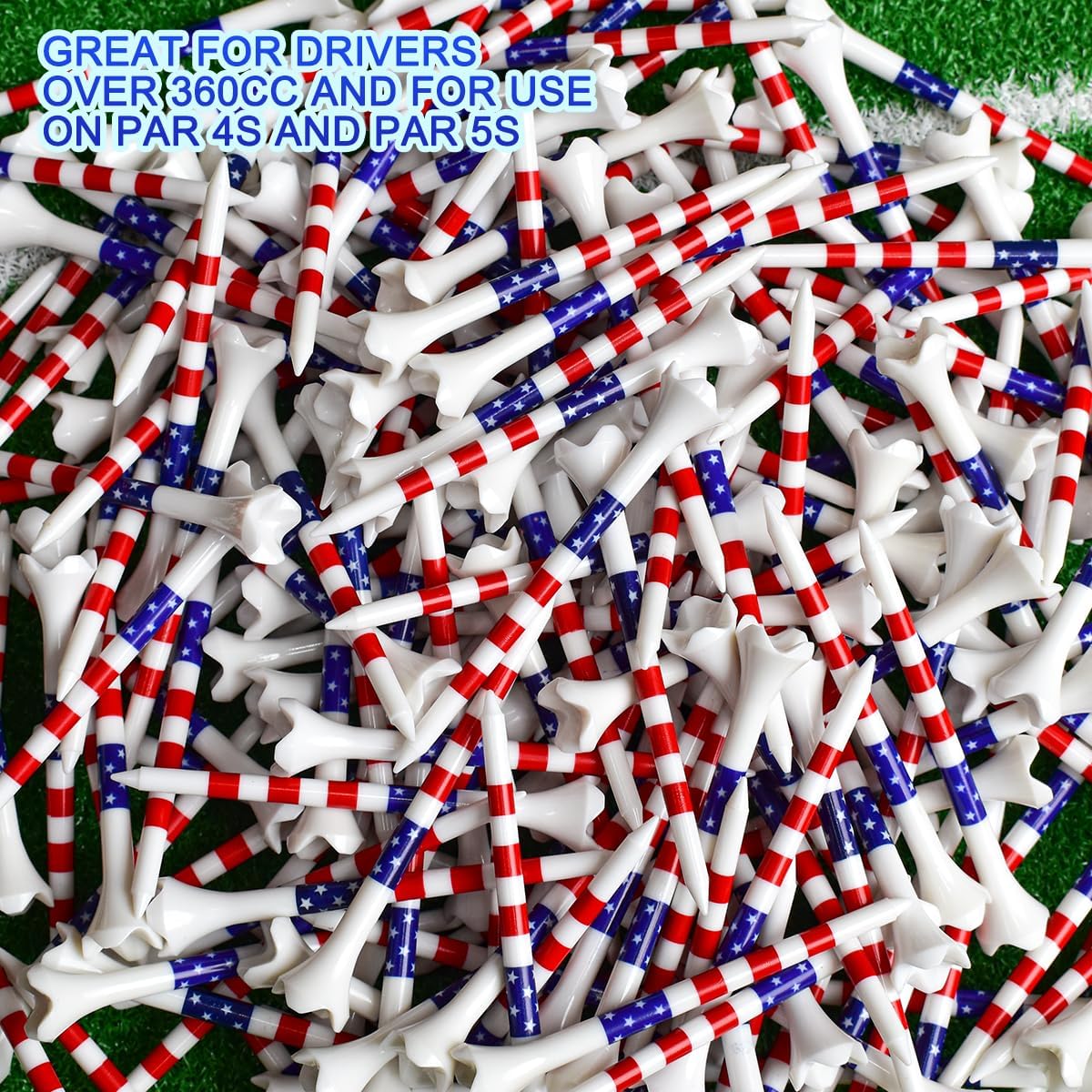 Golf Tees Professional Plastic Golf Tees 3-1/4" - 100 Pack, 4-Prong Golf Tees Plastic, Minimize Friction and Side Spin,Enhanced Durability & Stability, Unbreakable Long Plastic Tees