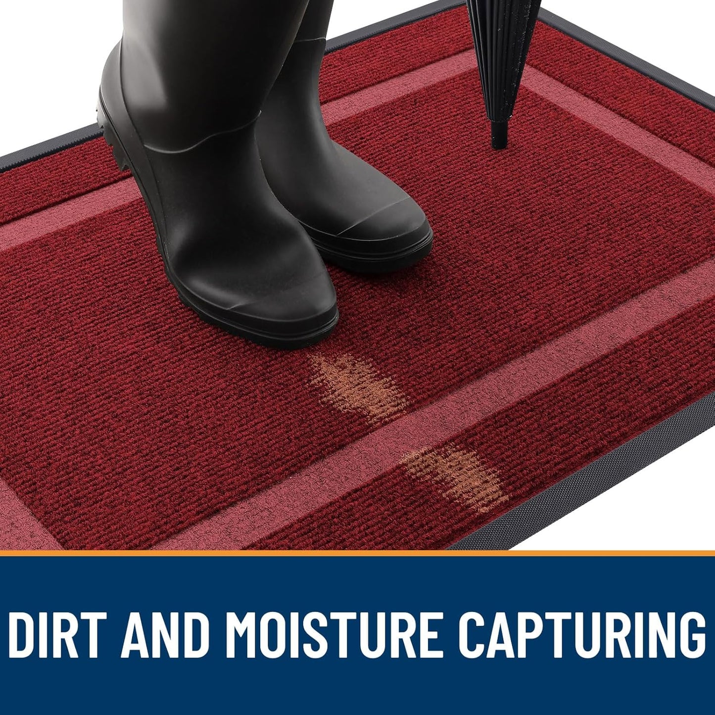 OLANLY Front Door Mat Indoor Outdoor Entrance, Waterproof All-Season, All-Weather Doormat, Sturdy Natural Rubber, Fade Resistant, Low Profile, Easy Clean Patio Porch Entryway Mat, 47x17, Wine Red