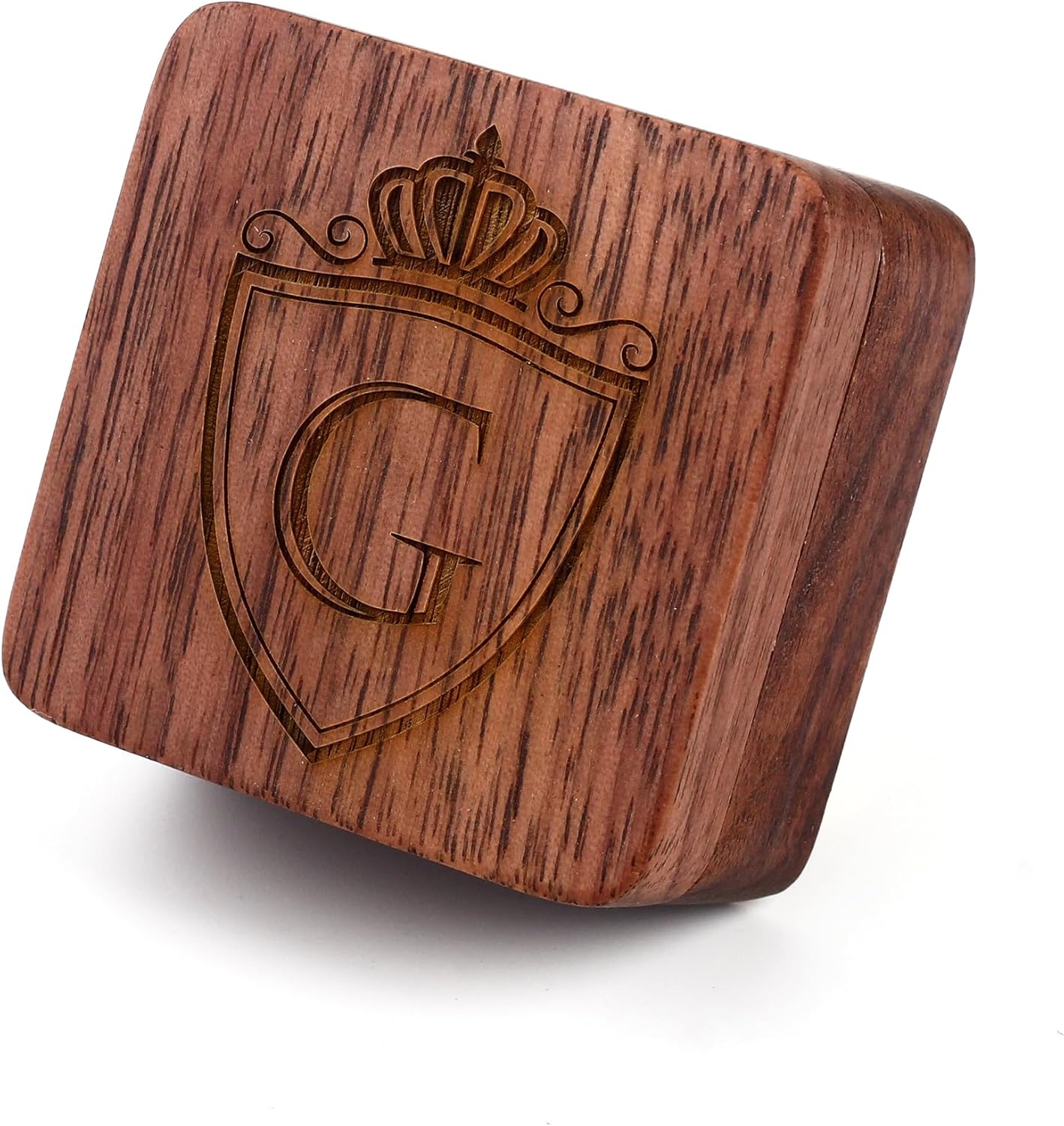 Mens Initial Silver Cufflinks A-Z Alphabet Letter Steel Cuff Links with Engraved Walnut Wood Box Groom Groomsman Wedding Set…