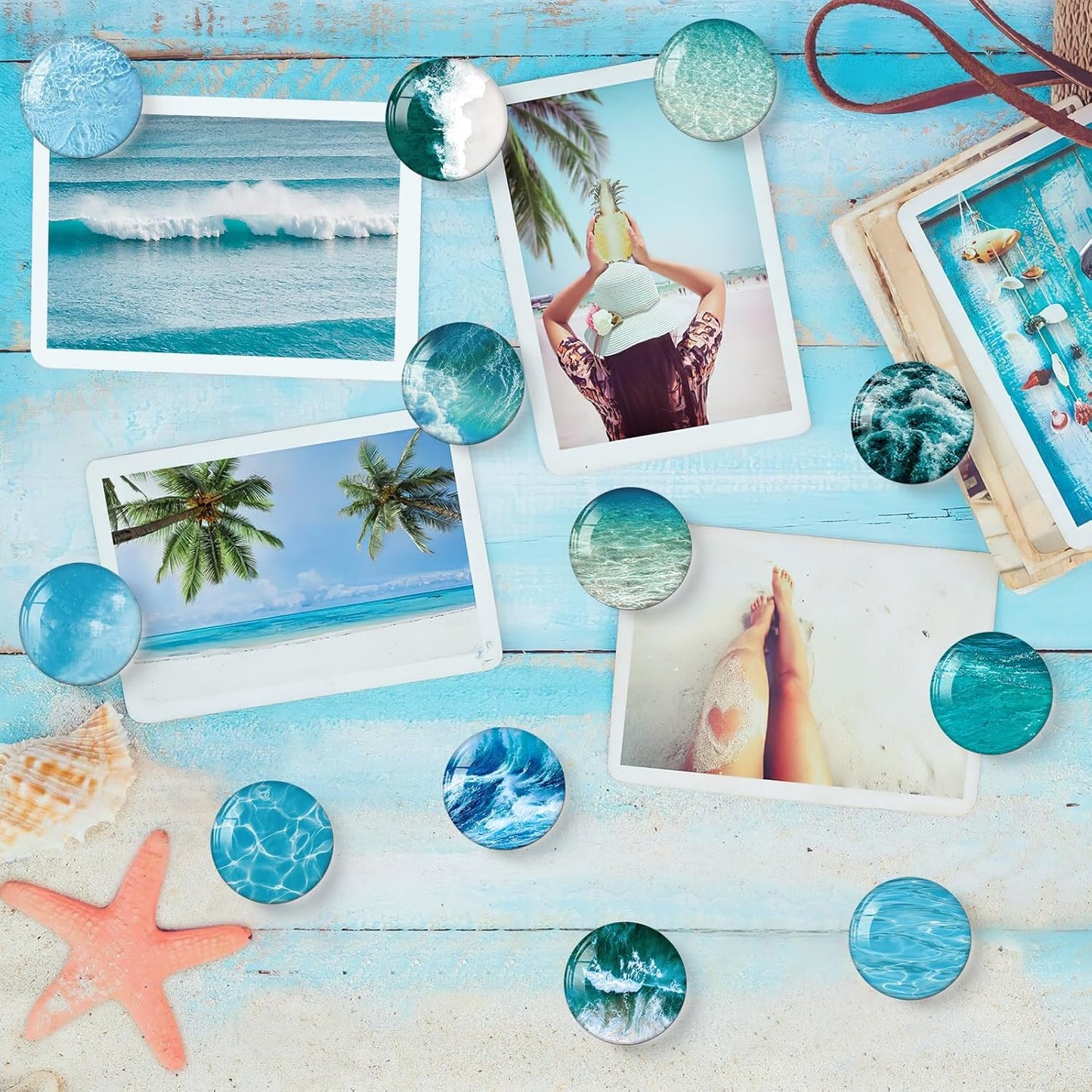 MORCART 16PCS Fridge Magnets, Ocean Magnets Decoration for Refrigerator Locker Whiteboard Decorative Magnetic Board Cabinets Classroom Office Cubicle School Cute