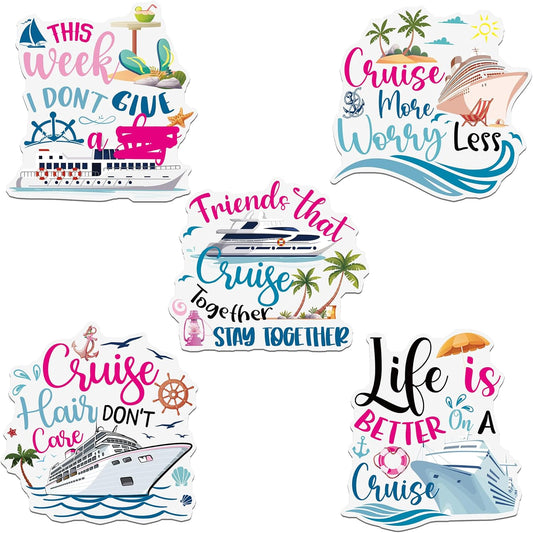 Funny Cruise Door Decorations Magnetic - 5 Pcs Friends Fun Cruise Door Magnets, Cruise Ship Essentials Magnets Fun Door Signs for Cabin Door Carnival Party Fridge Decor