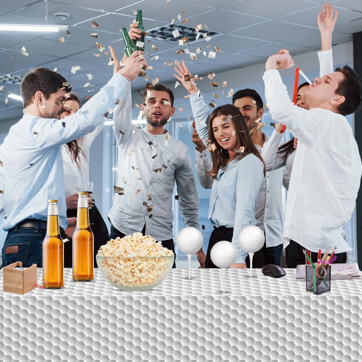 Mixweer 6 Pcs Golf Party Decorations 54 x 108 Inch Disposable Plastic Touchdown Table Cover for Golf Birthday Party Decorations