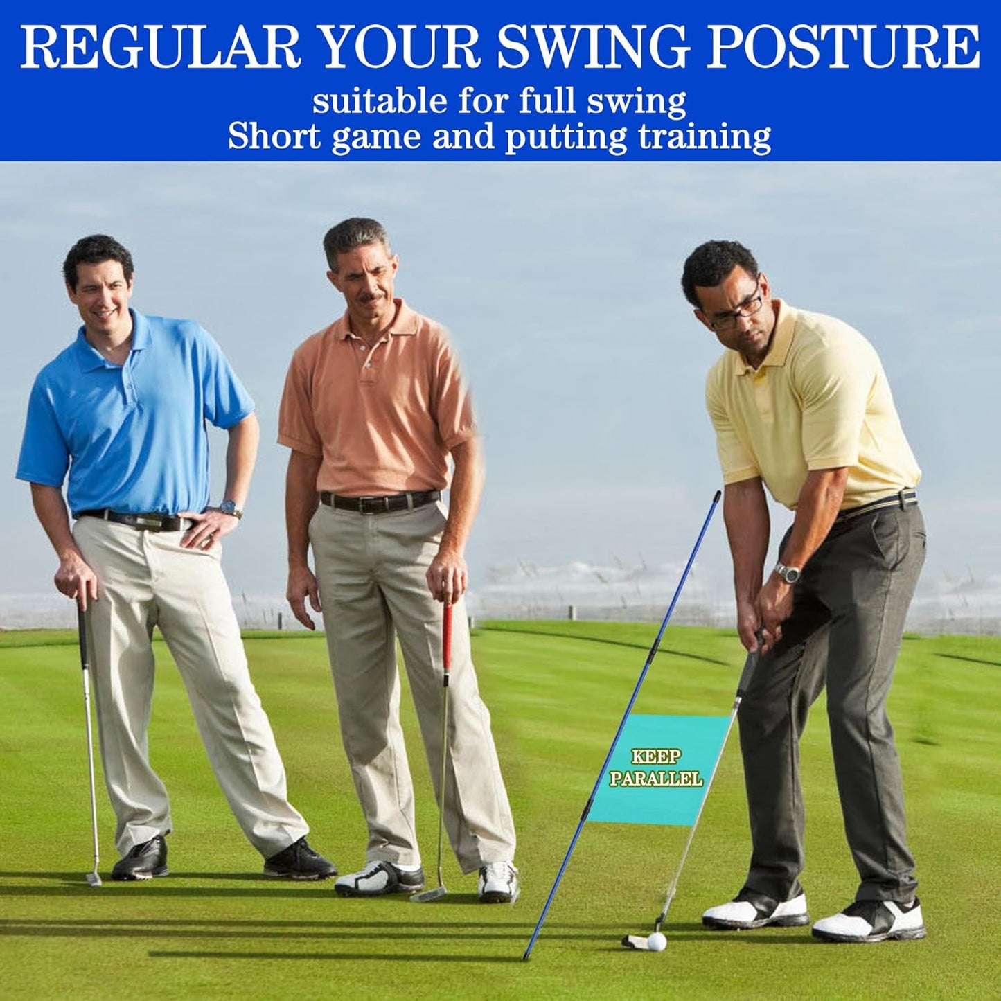 Golf Alignment Sticks 2 Pack,Upgraded 48" Collapsible Alignment Stick Golf Training Aid for Aiming, Putting, Swing Trainer, Golf Training Sticks with Clear Tube Case