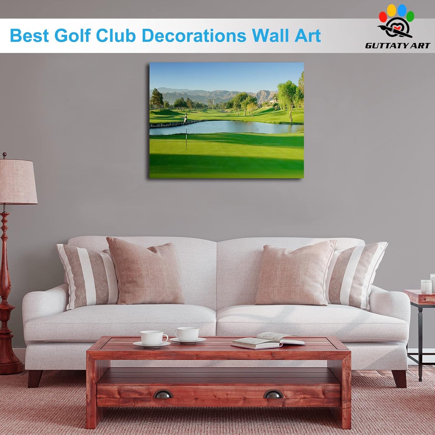 Golf Wall Art, Palm Springs Golf Course Canvas Picture for Living Room Wall Decor, Golf Sports Poster Prints for Gym Home Decoration, Framed Artwork for Office Bathroom Ready to Hang 18x24 Inches