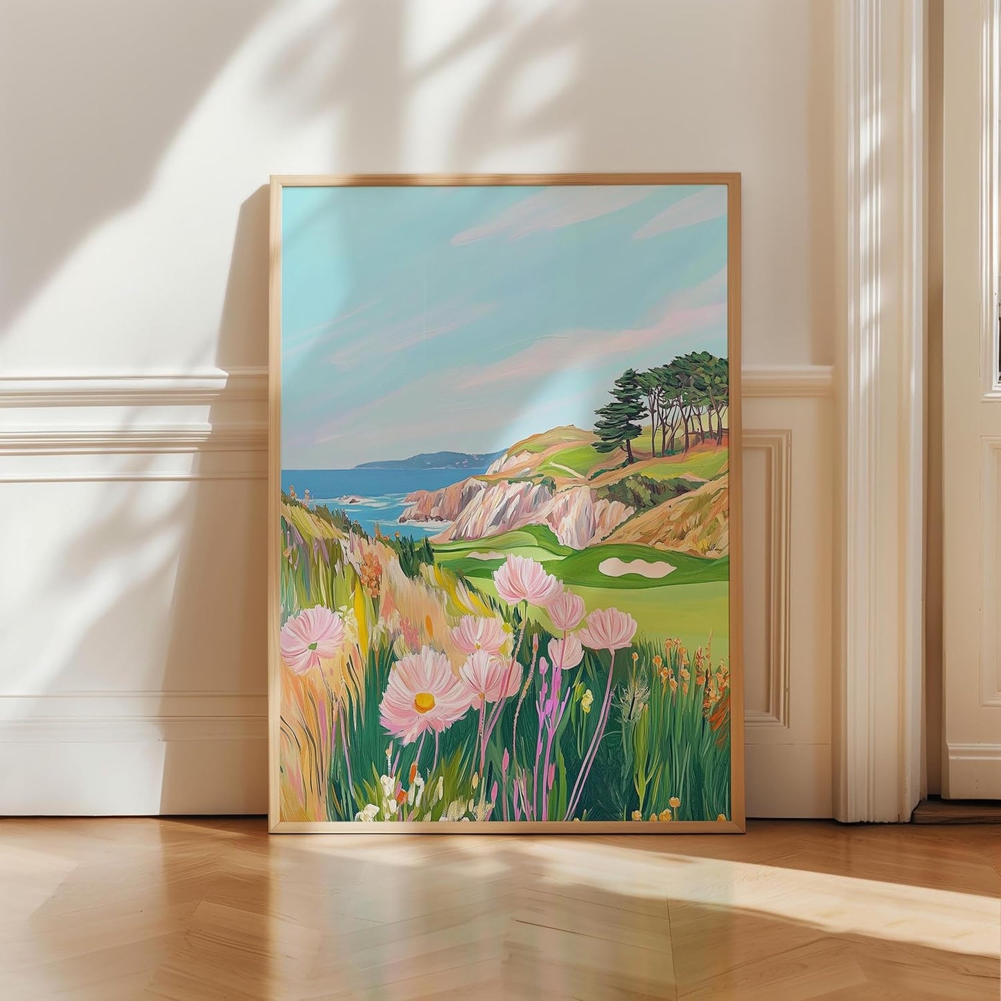 Golf Course Floral Pastel Art Print Posters - Premium Giclee Fine Art Prints - Golf Course Home Decor Posters, Golfer Art Prints for Home and Office Decor - Vintage Aesthetic, Ready to Frame