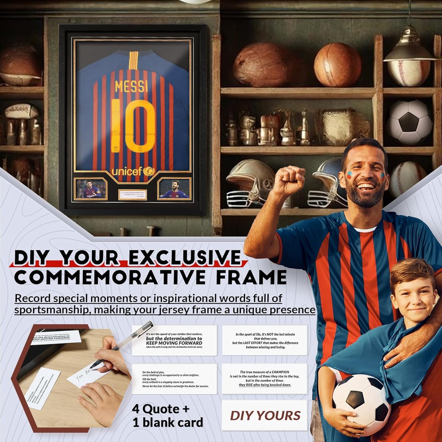 JupDec Jersey Frame Display Case 2 Pack, Large Clear Acrylic Shadow Box with UV Protection for Basketball Baseball Football Soccer Hockey Shirt, Wall Mount Wooden Showcase, Idea Gift for Sports Fans