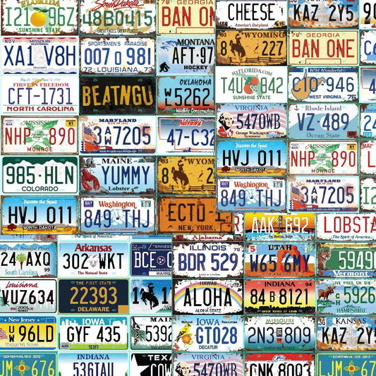 5/10/15/30/50 Counts Replica Vintage Car Plates, Embossed Novelty Car Plate Decoration for Man Cave Bar Kitchen Garage (15 Counts)