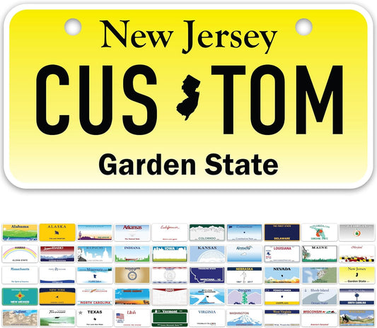 Mini License Plates, Personalized License Plates, Custom for Car, Bikes, ATV, Kids Car, Golf Cart, Jeep, 2x4 Inch, Rust-Free Fade Resistant Aluminum, USA Made by My Sign Center (New Jersey)