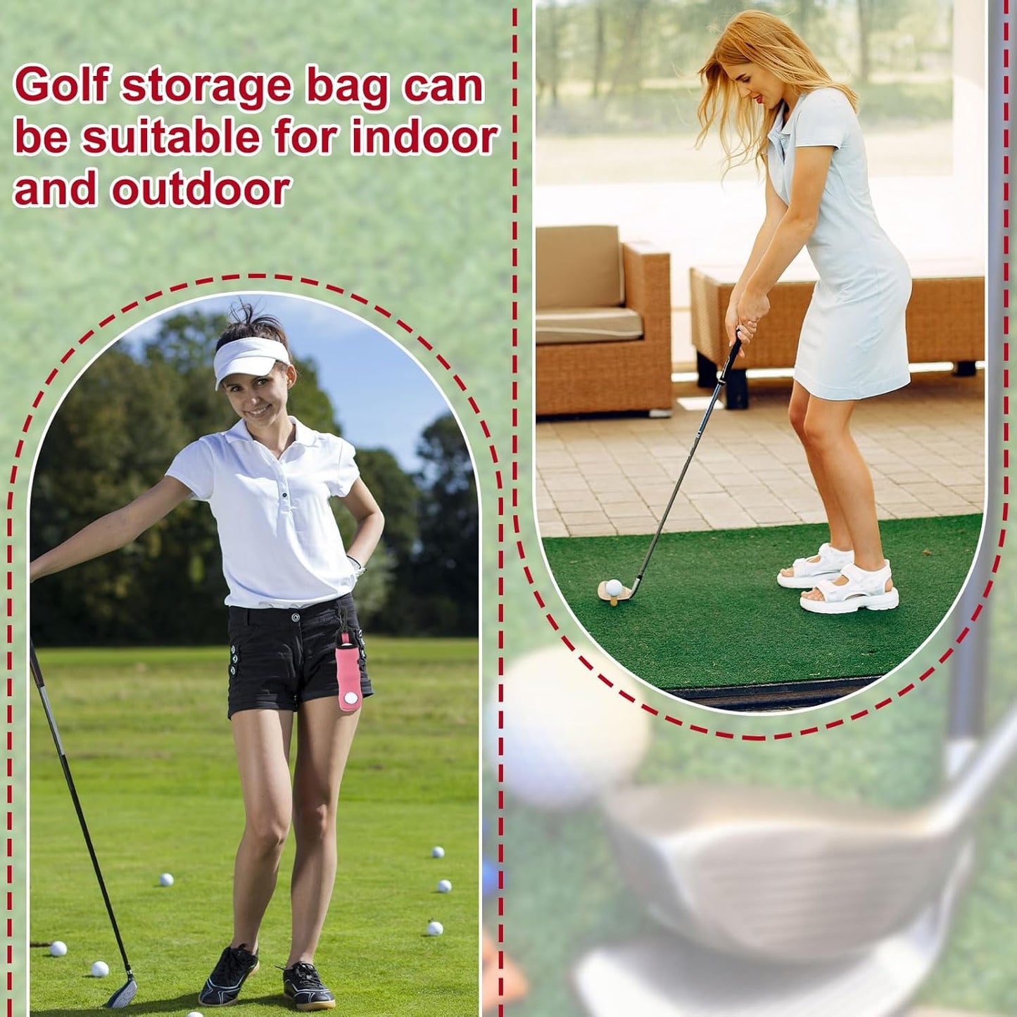 uxcell Golf Ball Carry Bag, Waist-Mounted Storage Bag Neoprene Golf Tee Holder Pouch with Lightweight Hook for Men and Women