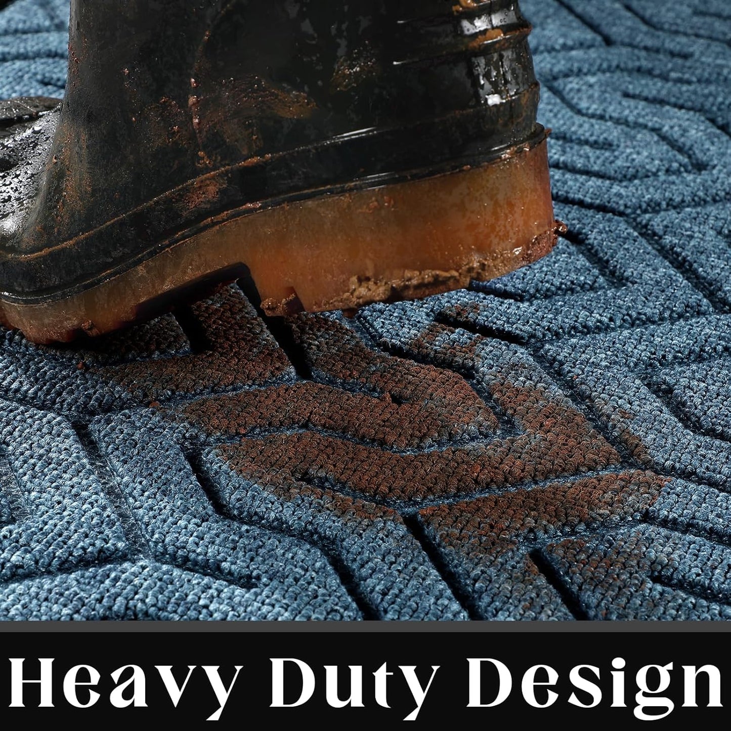 Yimobra Extra Large Door Mat Outside Entrance 60x36, Waterproof Heavy Duty Outdoor Mats for Front Door, Non Slip Rubber Entry Mat for Garage Patio Indoor, Easy Clean, Mix Blue