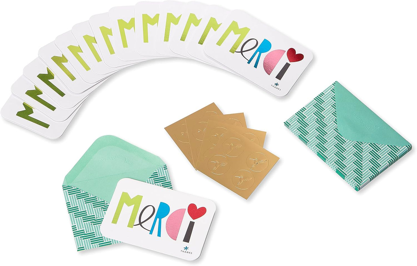 Papyrus Thank You Cards with Envelopes, Merci (14-Count)