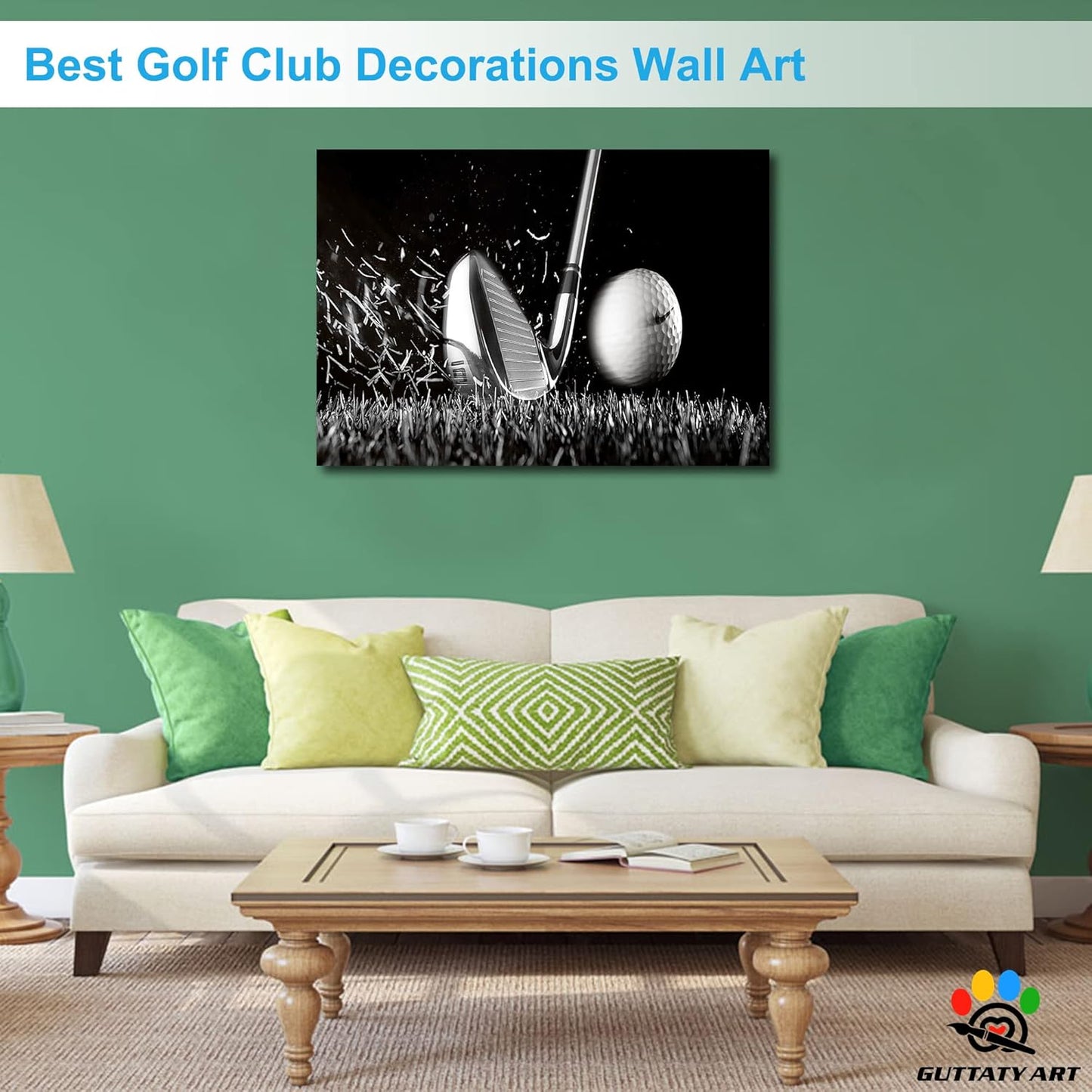 GUTTATY Golf Wall Art, Golf Pictures Posters Canvas Print Wall Decor for Golfer's Man Cave Home Ofice Ready to Hang (28x40 Inches)