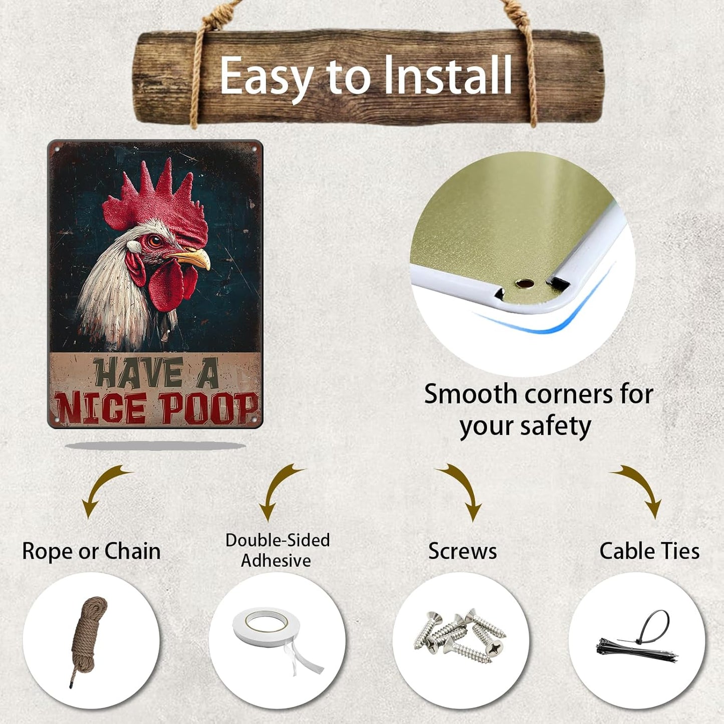 Vintage Chickens Have A Nice Poop Metal Tin Sign 12x16 Inch Chicken Funny Metal Poster Funny Chicken Tin Sign Home Kitchen Garden Bar Pub Restaurant Bathroom Are Wall Decor