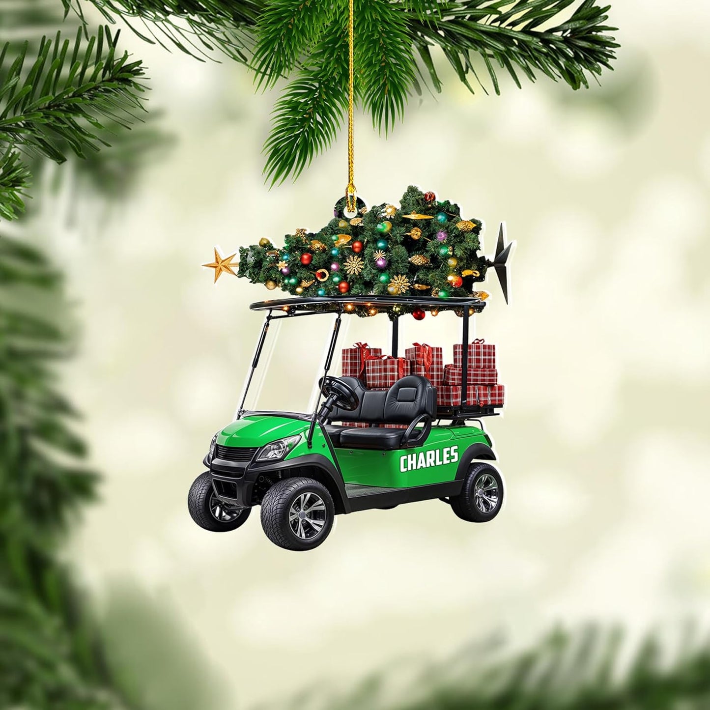 Personalized Golf Ornaments for Christmas Tree 2025 Custom Golf Christmas Ornament Golfing Bag Ornament Sports Golf Cart Ornaments Gift for Golfer Bag Golfing Lovers Hanging Decoration (G16)