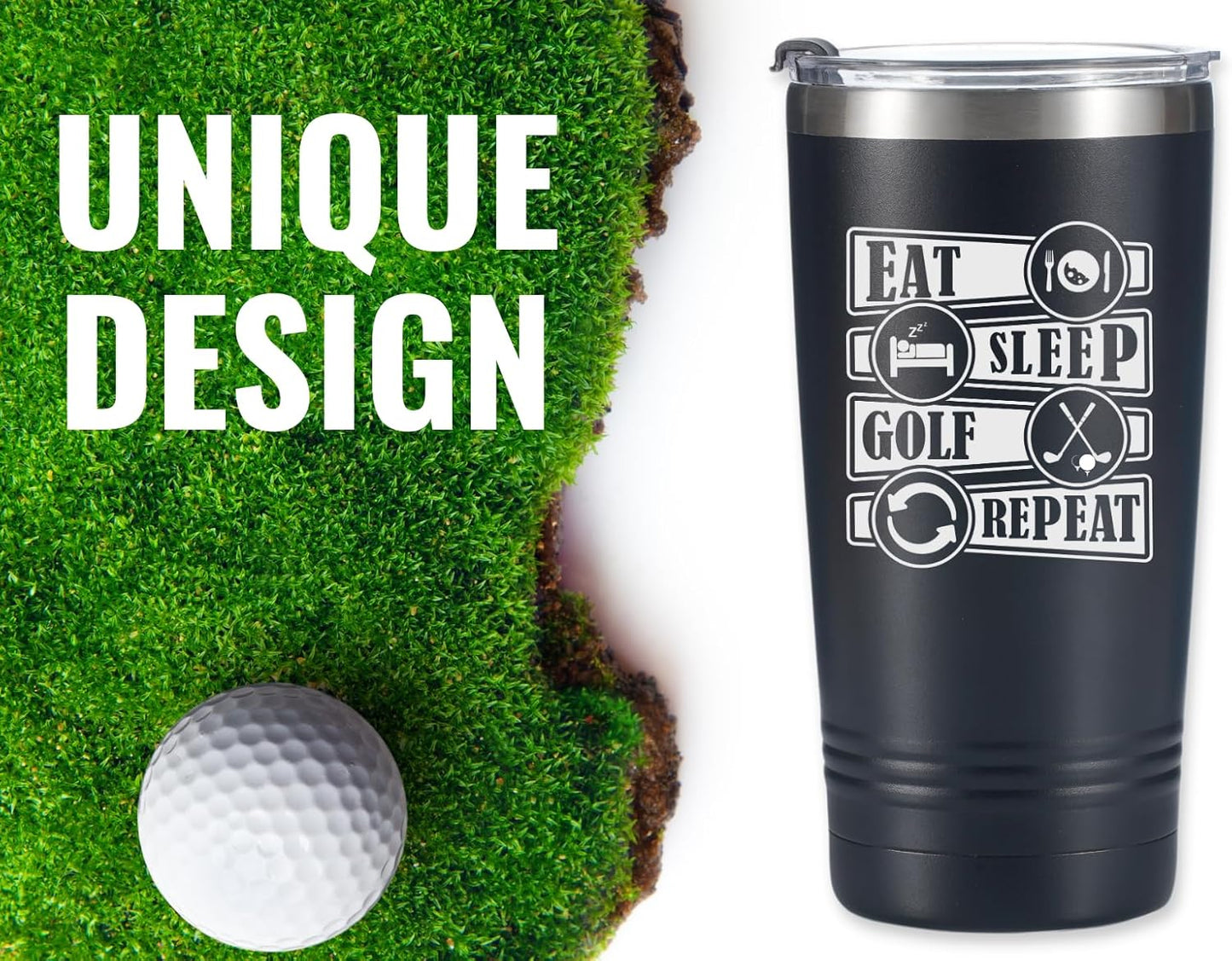 Onebttl Golf Gifts for Men, Funny Golf Gifts for Men 20oz Tumbler, Golf Dad Gifts, Fathers Day Golf Gifts, Birthday Gifts, Gifts for Golf Lovers - Black - Repeat