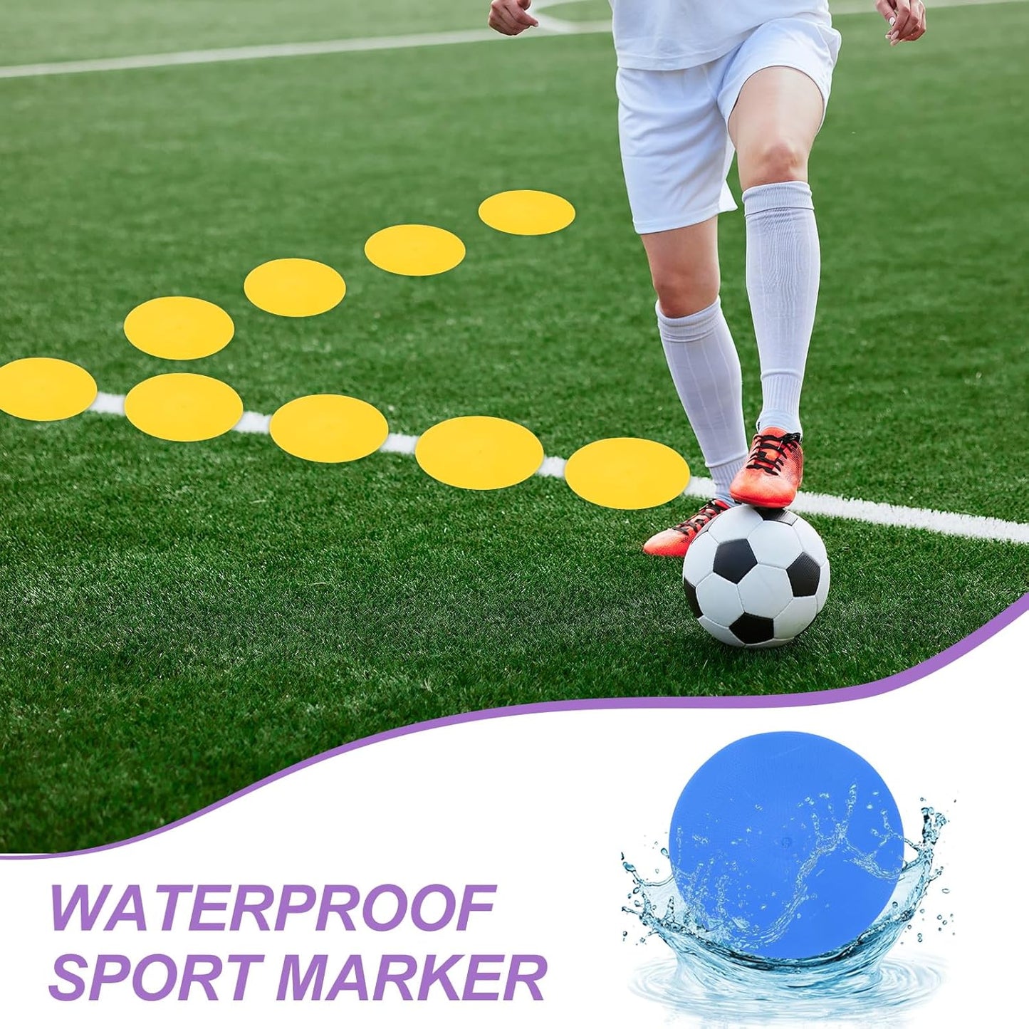 PATIKIL Spot Markers, Non-Slip Floor Dots Agility Markers Flat Field Cones Poly Dots for Gym PE Speed Training Dance Soccer Basketball Sports