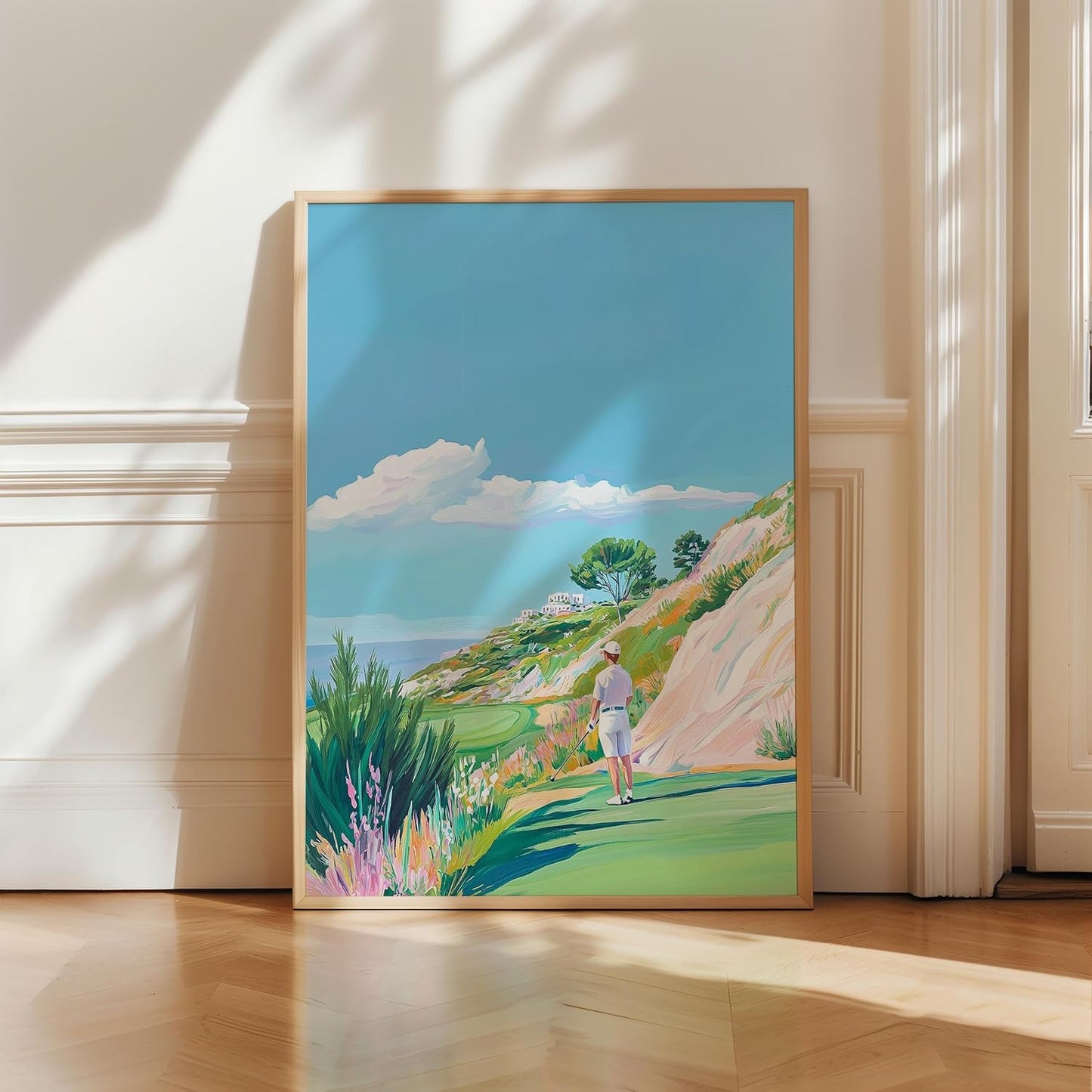 Golf Course Floral Pastel Art Print Posters - Premium Giclee Fine Art Prints - Golf Course Home Decor Posters, Golfer Art Prints for Home and Office Decor - Vintage Aesthetic, Ready to Frame