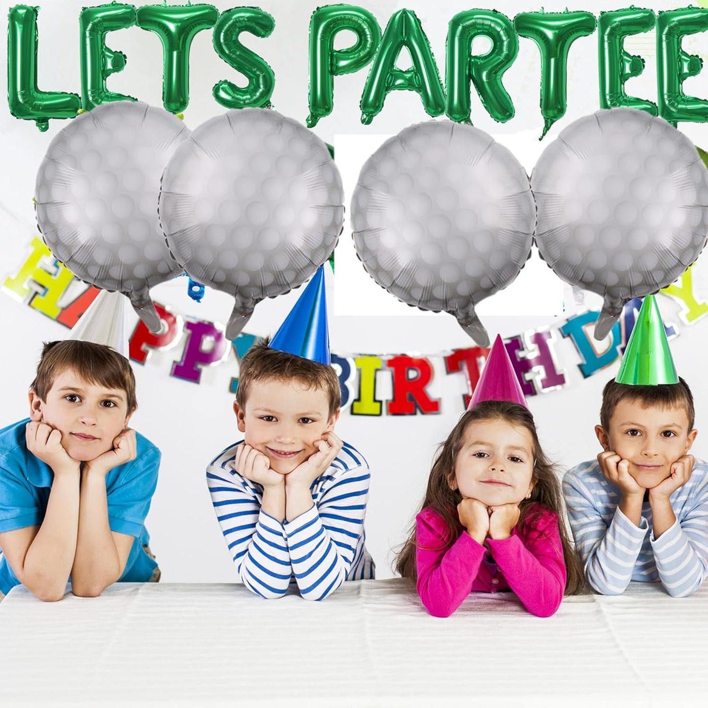 Let's Partee Golf Party Balloons Decorations Banner Men Boys Birthday Decoration Sport Themed Party Supplies Foil Mylar Golf Ball Balloons for Birthday Baby Shower Retirement Party (Green)
