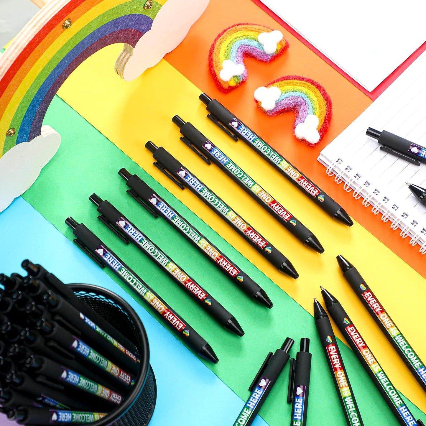 48 Pcs Pride Ballpoint Pen Month Lgbtq Rainbow Party Favors Black Ink Retractable Ballpoint Pens for Gay Lesbian Gifts Gay Party Supplies Favors Accessories in Bulk